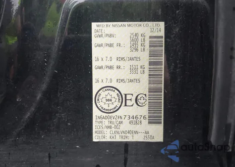 2015 Nissan Frontier Pro-4X/S/Sl/Sv z USA, uszkodzony, nr VIN 1N6AD0EV2FN734676